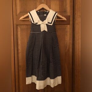 Rare Editions Girl’s Sz S Preppy Nautical Inspired Blue and White Striped Dress